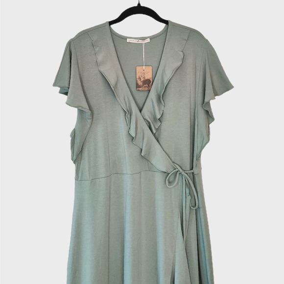 Peruvian Connection Julep Conservatory Dress Size XL Green Ruffle Soft Knit NWT - Picture 4 of 14